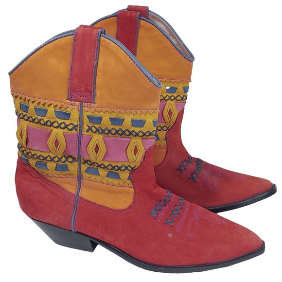 Circle S Shoes - Circle S Navajo Vintage leather Colorful Cowboy Boot